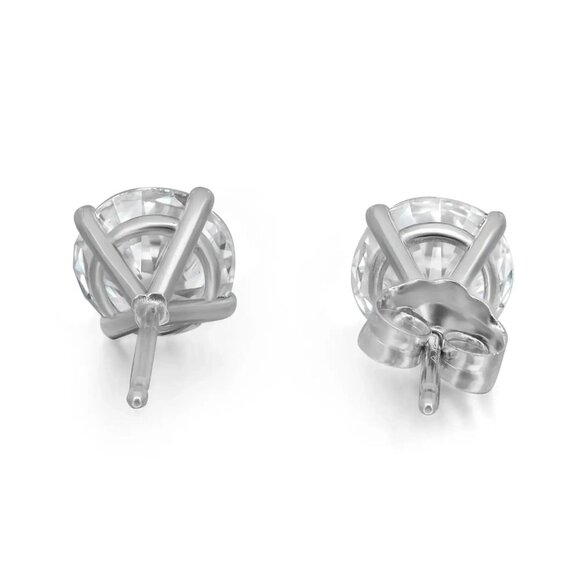 Round Cut lab Grown Diamond Stud Earrings 14K White Gold 1.66Cttw - Picture 4 of 4